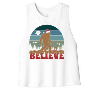 Christmas Bigfoot Retro Women's Racerback Cropped Tank