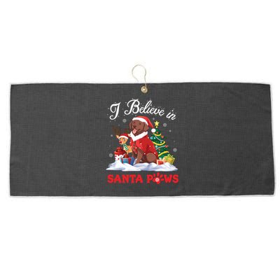 Chesapeake Bay Retriever Dog I Believe In Santa Paws Merry Gift Large Microfiber Waffle Golf Towel