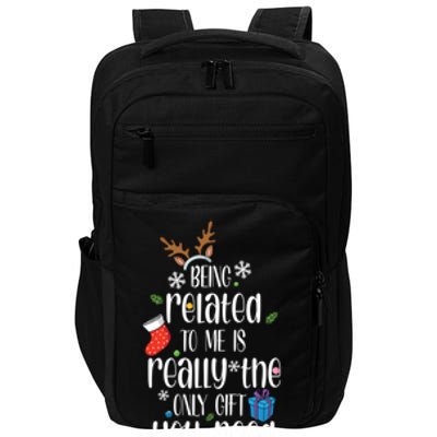 Christmas Being Related To Me Funny Family Pajamas Xmas Gift Impact Tech Backpack