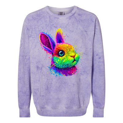 Cute Bunny Rabbit Face Colorful Easter Day Gift Colorblast Crewneck Sweatshirt