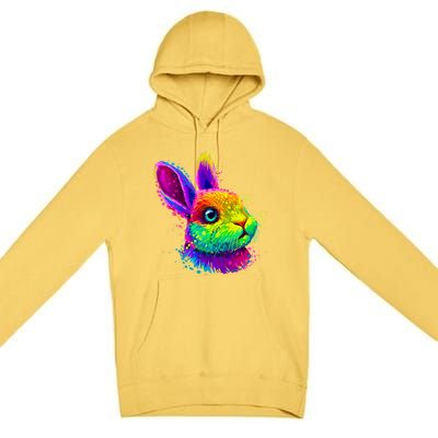 Cute Bunny Rabbit Face Colorful Easter Day Gift Premium Pullover Hoodie