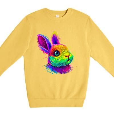 Cute Bunny Rabbit Face Colorful Easter Day Gift Premium Crewneck Sweatshirt