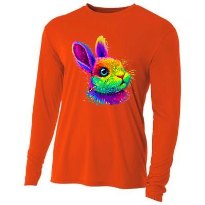 Cute Bunny Rabbit Face Colorful Easter Day Gift Cooling Performance Long Sleeve Crew