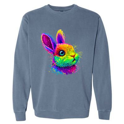 Cute Bunny Rabbit Face Colorful Easter Day Gift Garment-Dyed Sweatshirt