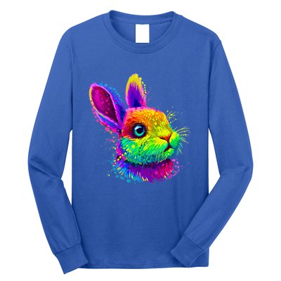 Cute Bunny Rabbit Face Colorful Easter Day Gift Long Sleeve Shirt