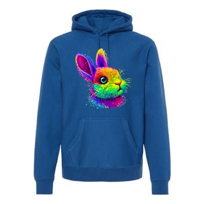 Cute Bunny Rabbit Face Colorful Easter Day Gift Premium Hoodie