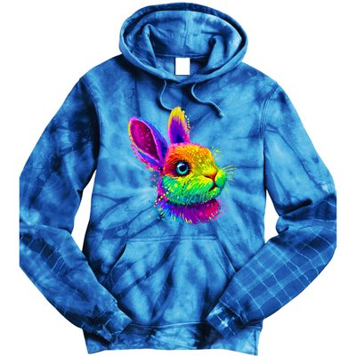 Cute Bunny Rabbit Face Colorful Easter Day Gift Tie Dye Hoodie