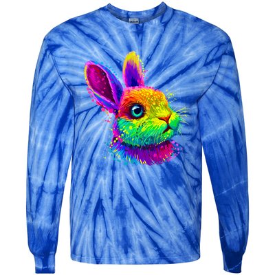 Cute Bunny Rabbit Face Colorful Easter Day Gift Tie-Dye Long Sleeve Shirt