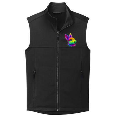 Cute Bunny Rabbit Face Colorful Easter Day Gift Collective Smooth Fleece Vest