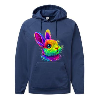 Cute Bunny Rabbit Face Colorful Easter Day Gift Performance Fleece Hoodie