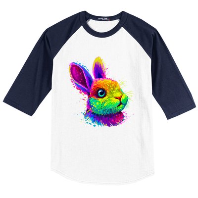 Cute Bunny Rabbit Face Colorful Easter Day Gift Baseball Sleeve Shirt