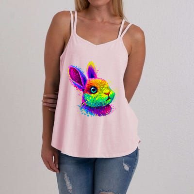 Cute Bunny Rabbit Face Colorful Easter Day Gift Women's Strappy Tank