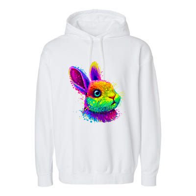 Cute Bunny Rabbit Face Colorful Easter Day Gift Garment-Dyed Fleece Hoodie