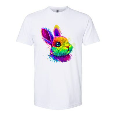 Cute Bunny Rabbit Face Colorful Easter Day Gift Softstyle CVC T-Shirt