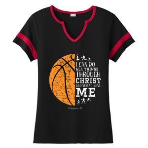 Christian Basketball Religious Gifts Ladies Halftime Notch Neck Tee