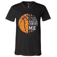 Christian Basketball Religious Gifts V-Neck T-Shirt