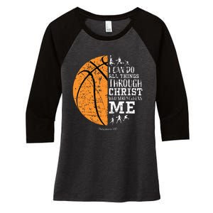 Christian Basketball Religious Gifts Women's Tri-Blend 3/4-Sleeve Raglan Shirt