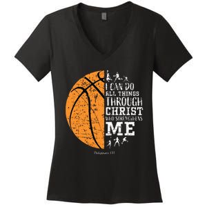 Christian Basketball Religious Gifts Women's V-Neck T-Shirt