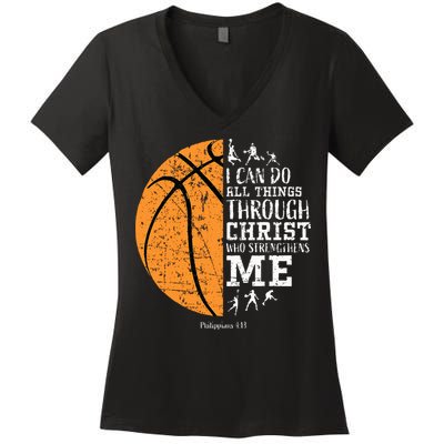 Christian Basketball Religious Gifts Women's V-Neck T-Shirt