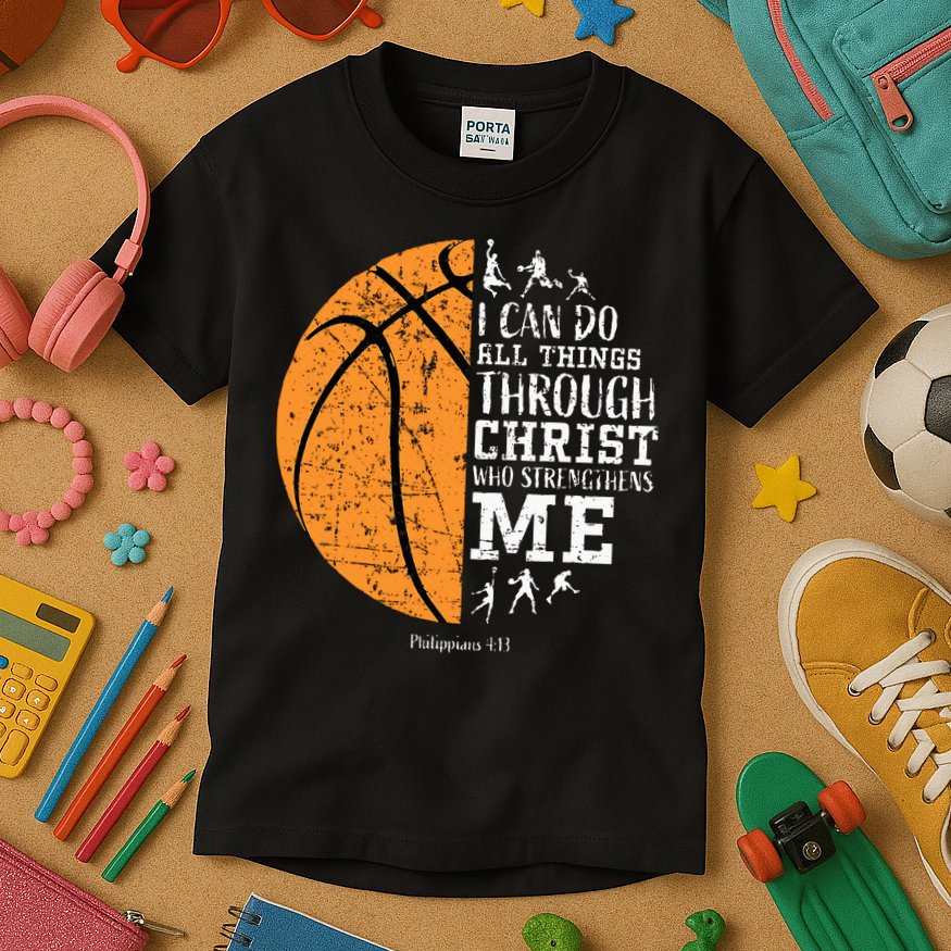 Christian Basketball Religious Gifts Kids T-Shirt