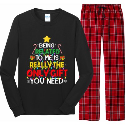 Christmas Being Related To Me Funny Family Pajamas Xmas Gift Long Sleeve Pajama Set