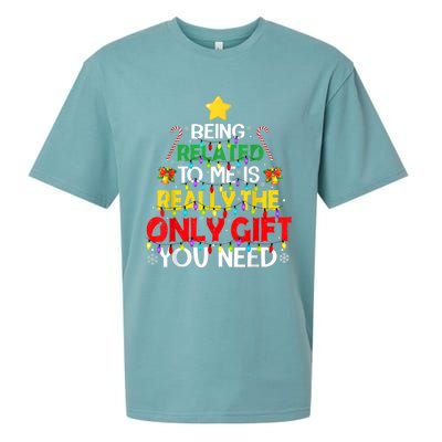 Christmas Being Related To Me Funny Family Pajamas Xmas Gift Sueded Cloud Jersey T-Shirt