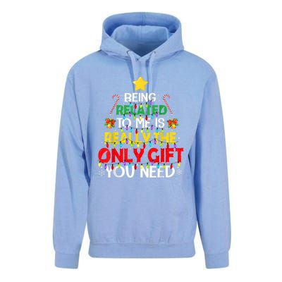 Christmas Being Related To Me Funny Family Pajamas Xmas Gift Unisex Surf Hoodie