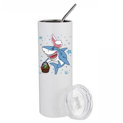 Cute Bunny Rabbit Shark Grinning Easter Eggs Meaningful Gift Stainless Steel Tumbler