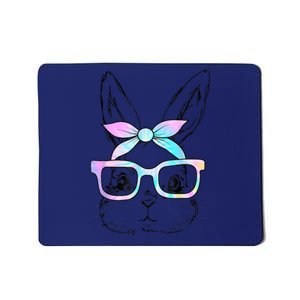 Cute Bunny Rabbit Face Tie Dye Glasses Girl Happy Happy Easter Day Mousepad