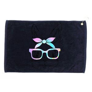 Cute Bunny Rabbit Face Tie Dye Glasses Girl Happy Happy Easter Day Grommeted Golf Towel