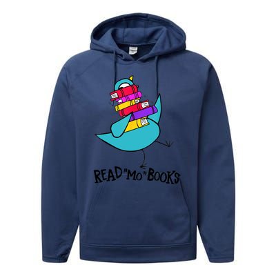 Cute Bird Read More Book Reading Day Reading Lover Book Lover Read Across Americ Performance Fleece Hoodie