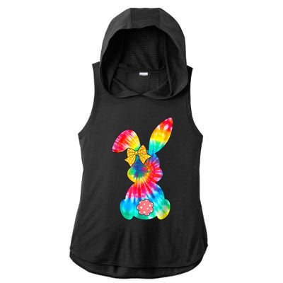 Cute Bunny Rabbit Tie Dye Bow Tie Happy Easter Day Girls Wo Ladies PosiCharge Tri-Blend Wicking Draft Hoodie Tank