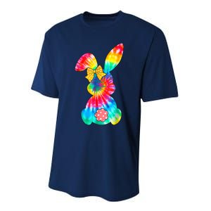 Cute Bunny Rabbit Tie Dye Bow Tie Happy Easter Day Girls Wo Performance Sprint T-Shirt