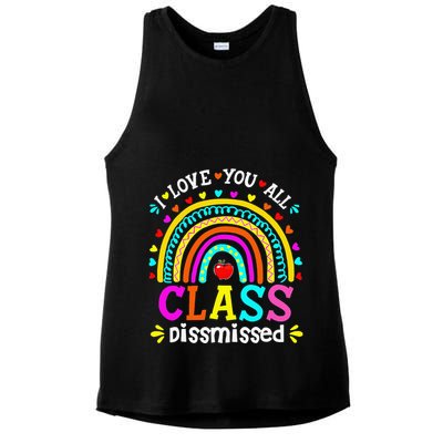 Cute Boho Rainbow Class Dismissed Last Day Of School Teacher Ladies PosiCharge Tri-Blend Wicking Tank