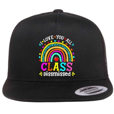 Cute Boho Rainbow Class Dismissed Last Day Of School Teacher Flatbill Hat