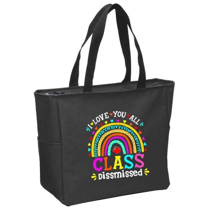 Cute Boho Rainbow Class Dismissed Last Day Of School Teacher Zip Tote Bag
