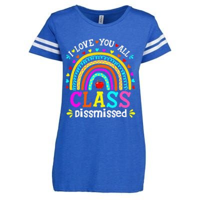 Cute Boho Rainbow Class Dismissed Last Day Of School Teacher Enza Ladies Jersey Football T-Shirt