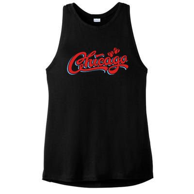 Chicago Baseball Retro Sport Lover Ladies PosiCharge Tri-Blend Wicking Tank