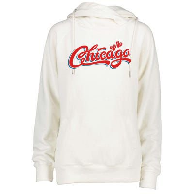 Chicago Baseball Retro Sport Lover Womens Funnel Neck Pullover Hood