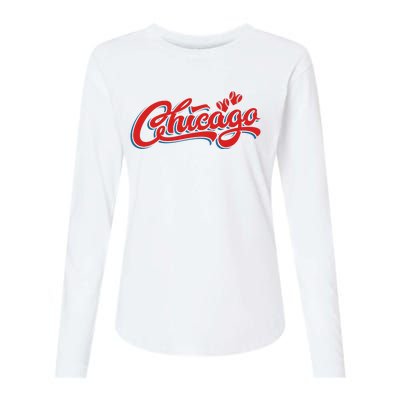 Chicago Baseball Retro Sport Lover Womens Cotton Relaxed Long Sleeve T-Shirt