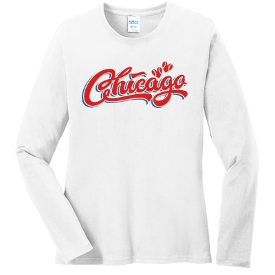 Chicago Baseball Retro Sport Lover Ladies Long Sleeve Shirt