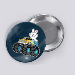 Cute Bunny Riding Monster Truck Easter Day Girl Boy Button