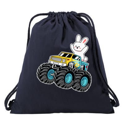 Cute Bunny Riding Monster Truck Easter Day Girl Boy Drawstring Bag