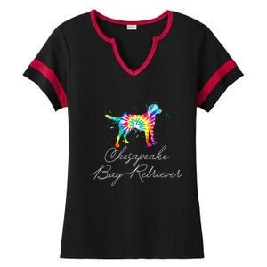 Chesapeake Bay Retriever Tie Dye Rainbow Dog Mom Lover Great Gift Ladies Halftime Notch Neck Tee