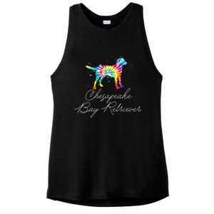 Chesapeake Bay Retriever Tie Dye Rainbow Dog Mom Lover Great Gift Ladies PosiCharge Tri-Blend Wicking Tank