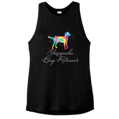 Chesapeake Bay Retriever Tie Dye Rainbow Dog Mom Lover Great Gift Ladies PosiCharge Tri-Blend Wicking Tank