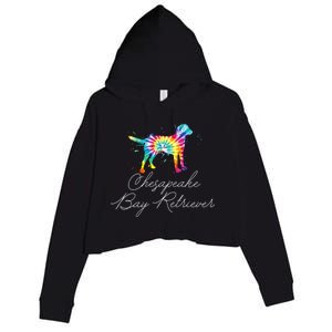 Chesapeake Bay Retriever Tie Dye Rainbow Dog Mom Lover Great Gift Crop Fleece Hoodie