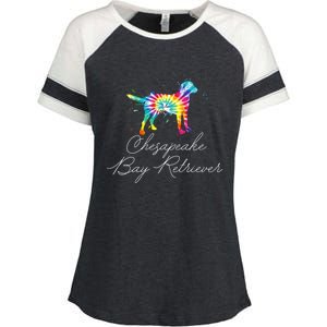 Chesapeake Bay Retriever Tie Dye Rainbow Dog Mom Lover Great Gift Enza Ladies Jersey Colorblock Tee