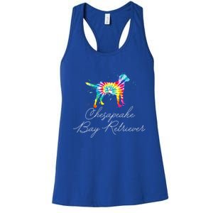 Chesapeake Bay Retriever Tie Dye Rainbow Dog Mom Lover Great Gift Women's Racerback Tank