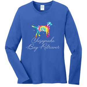 Chesapeake Bay Retriever Tie Dye Rainbow Dog Mom Lover Great Gift Ladies Long Sleeve Shirt